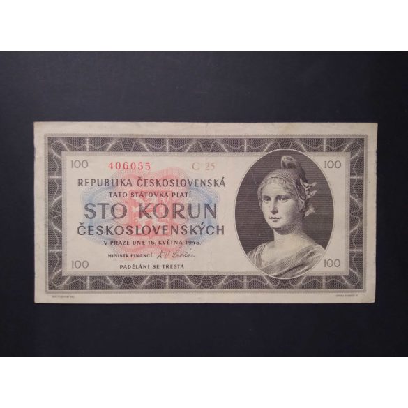 Czechoslovakia 100 Korun 1945 VF