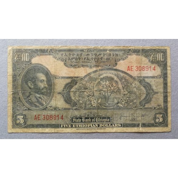 Etiópia 5 Dollars 1945 VG+