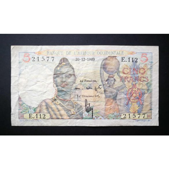 Francia Nyugat-Afrika 5 Francs 1949 F