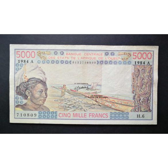 Nyugat-Afrikai Államok, Elefántcsontpart 5000 Francs 1984 F