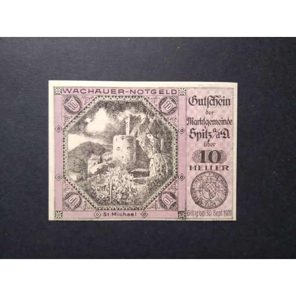 Ausztria 10 Heller 1920 Unc Spitz an der Donau, St. Michel  