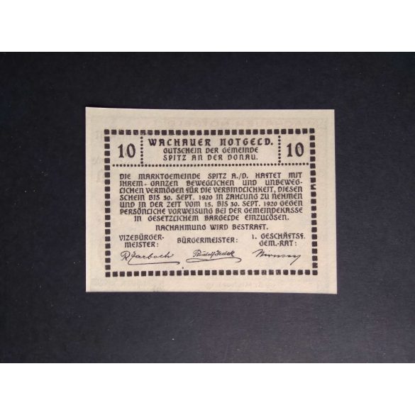 Ausztria 10 Heller 1920 Unc Spitz an der Donau, St. Michel  