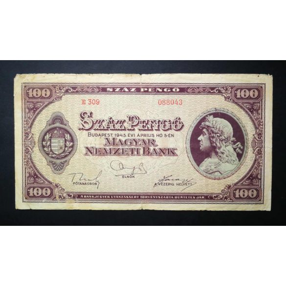 Hungary 100 Pengő 1945 F-