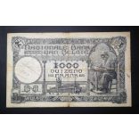 Belgium 1000 Francs 1927 VG+