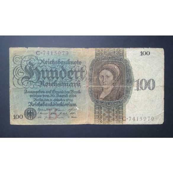 Németország 100 Reichsmark 1924 VG+