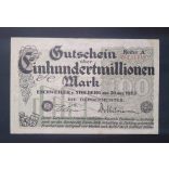 Németország Eschweiler und Stolberg 100 Millió Mark 1923 VF
