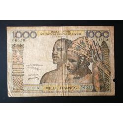West African States 1000 Francs 1965 Ivory Coast VG