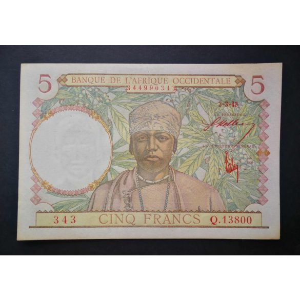 French West Africa 5 Francs 1943 Unc-