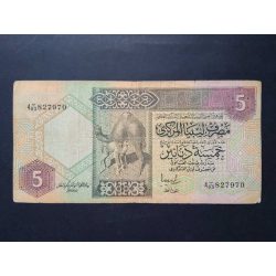 Líbia 5 Dinars 1991 VG+