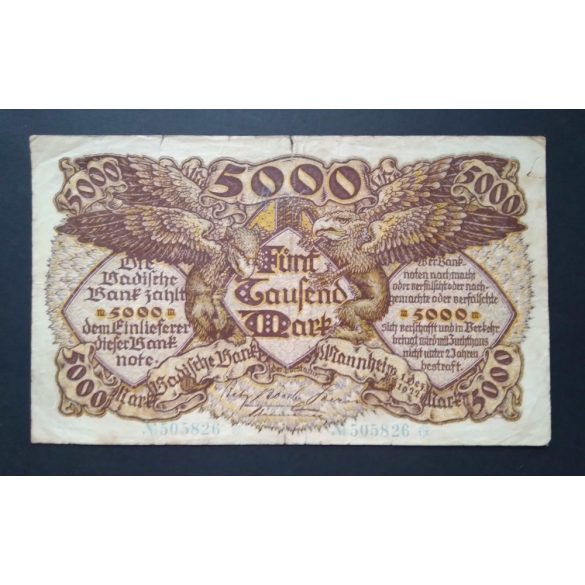 Németország 5000 Mark Mannheim 1922 F-