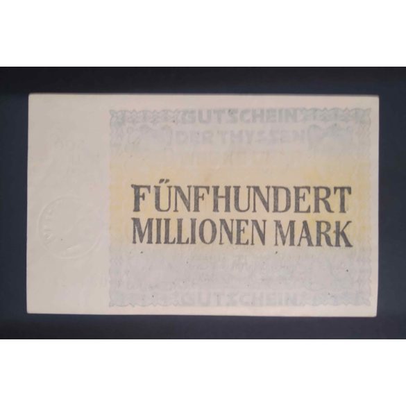 Németország Hamborn 500 Millió Mark 1923 XF szárazbélyegzővel