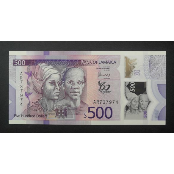 Jamaica 500 Dollars 2022 aUNC