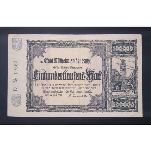 Germany Mülheim 100000 Mark 1923 VF+