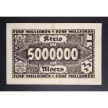 Germany 5 Million Mark Moers 1923 VF 