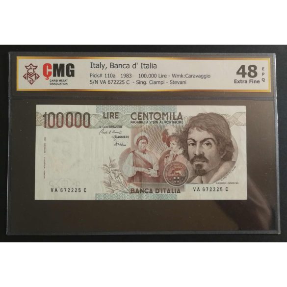 Italy 100000 Lire 1983 XF - Banknote certified CMG 48