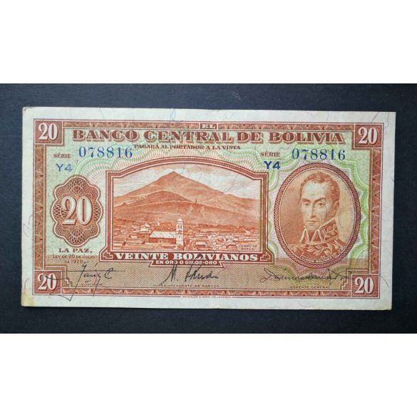 Bolivia 20 Bolivianos 1928 VF