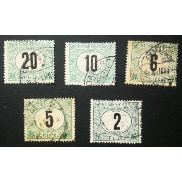 Hungary 1905 Green PORTO 5 pcs perf B11: 1/2 used