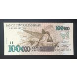 Brazil 100000 Cruzeiros 1993 UNC 