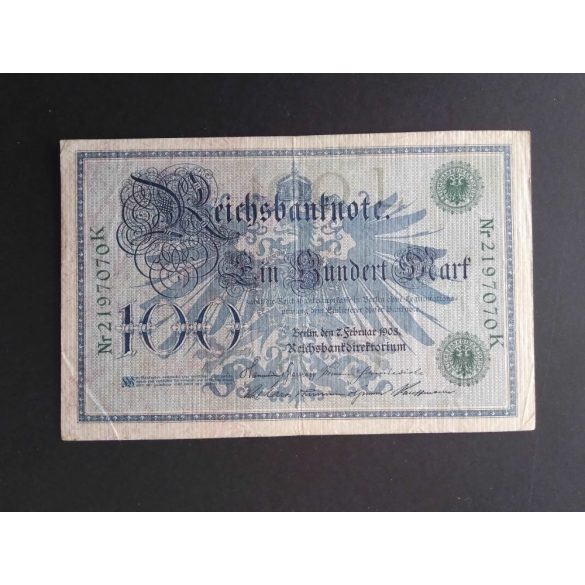 Németország 100 Mark 1908 VF