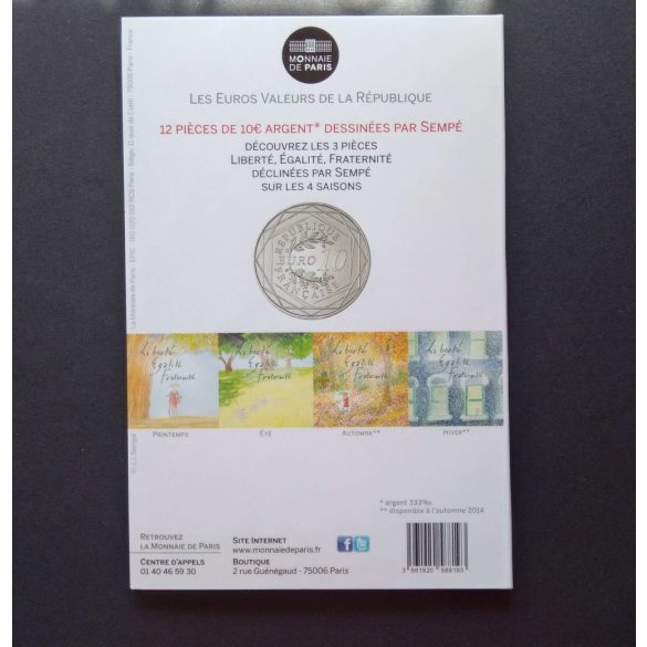 France 10 Euro 2014 Liberty commemorative coin in decorative packaging