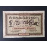 Germany 1000 Mark Bamberg 1922 VF