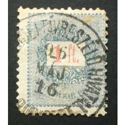   Hungary 1889 Letter, red cipher 1 Ft. perf 12:11 3/4, (M.KIR.TŐZS)DEI TÁVBESZÉLŐ HIVATAL / BUDAPEST used