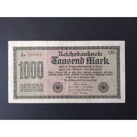 Germany 1000 Mark 1922 VF