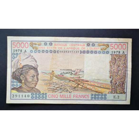 Nyugat-Afrikai Államok, Elefántcsontpart 5000 Francs 1978 F