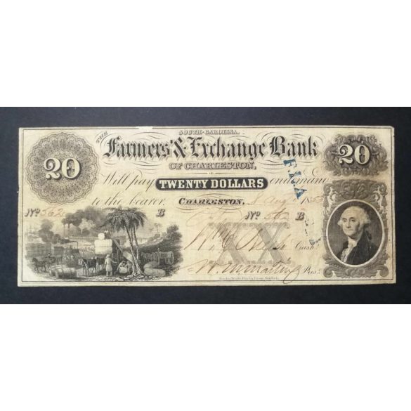 USA 20 Dollars South Carolina Charleston 1853 F