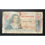 Martinique 10 Francs 1947 VG