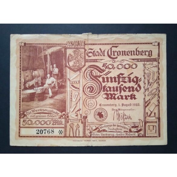 Germany 50000 Mark Cronenberg 1923 VG+