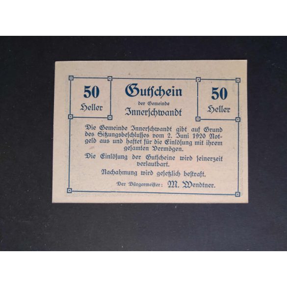 Austria 50 Heller 1920 Unc Innerschwandt