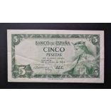 Spain 5 Pesetas 1954 F+
