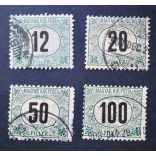 Hungary 1903 Green PORTO 4 pcs perf A11 3/4: 12 used 