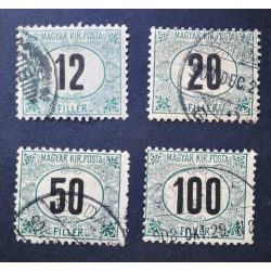 Hungary 1903 Green PORTO 4 pcs perf A11 3/4: 12 used 