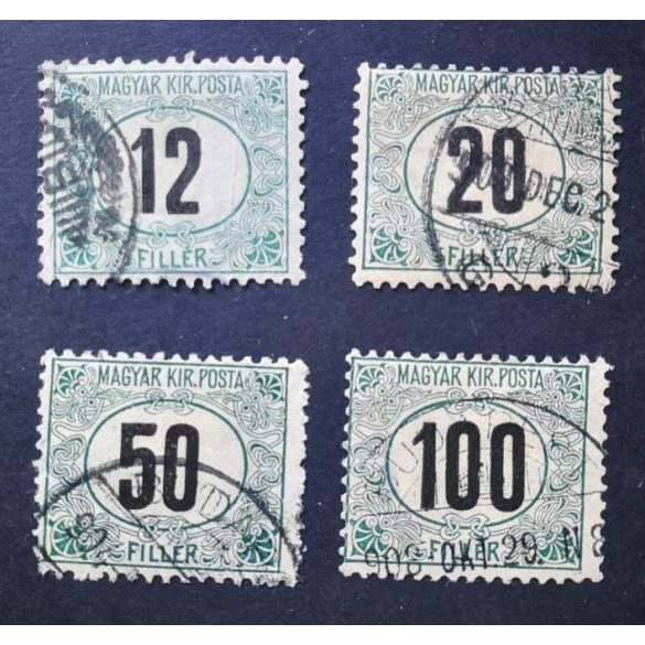 Hungary 1903 Green PORTO 4 pcs perf A11 3/4: 12 used 