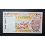 West African States, Ivory Coast 1000 Francs 2002 Unc