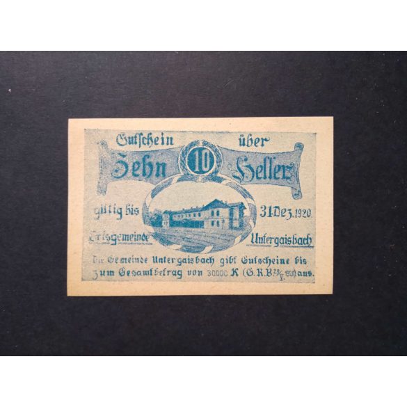 Austria 10 Heller 1920 Unc Untergaisbach 