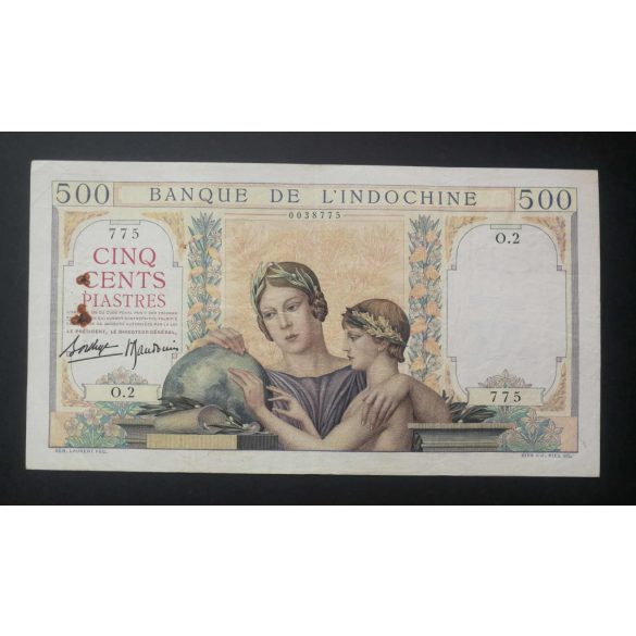 Francia Indokína 500 Piastres 1939 F