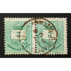   Hungary 1881 Letter, coloured cipher 3 Kr. in pairs perf. 12:11 1/2 Budapest used