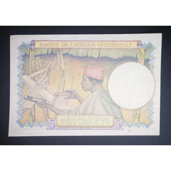 Francia Nyugat-Afrika 5 Francs 1942 VF+