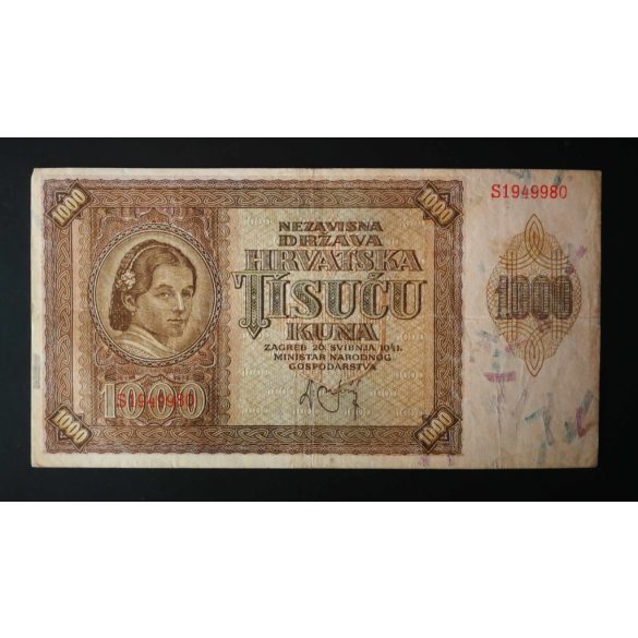 Croatia 1000 Kuna 1941 VF