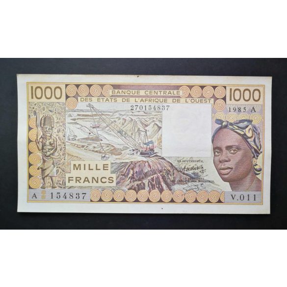 Nyugat-Afrikai Államok, Elefántcsontpart 1000 Francs 1985 XF+