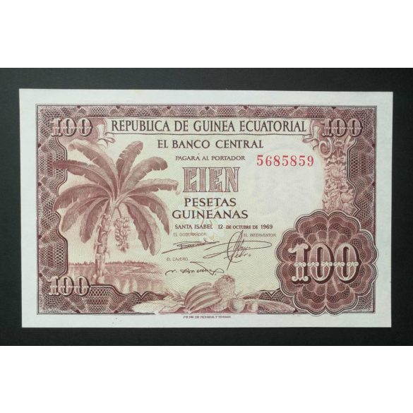 Egyenlítői Guinea 100 Pesetas Guineanas 1969 AUNC+