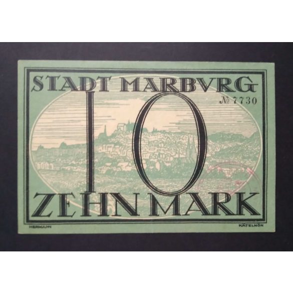 Németország 10 Mark Marburg 1918 Aunc 