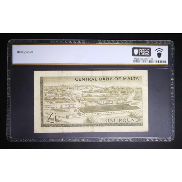 Malta 1 Pound 1967/69 VF - PCGS 30 Graded Banknote