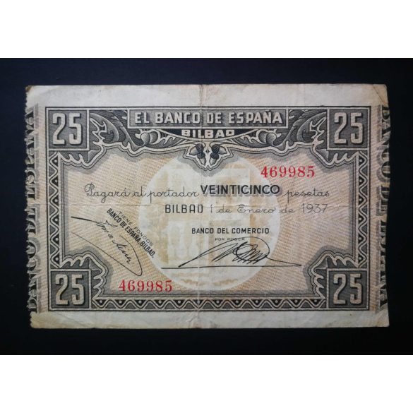 Spain 25 Pesetas 1937 Bilbao VF