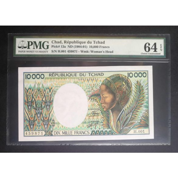 Chad 10000 Francs 1984-91 UNC PMG certified banknote