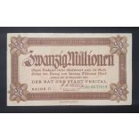 Germany 20 Million Mark Freital 1923 VF+