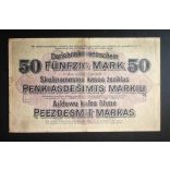 Germany 50 Mark KOWNO Poland, Lithuania, Latvia occupation 1918 F